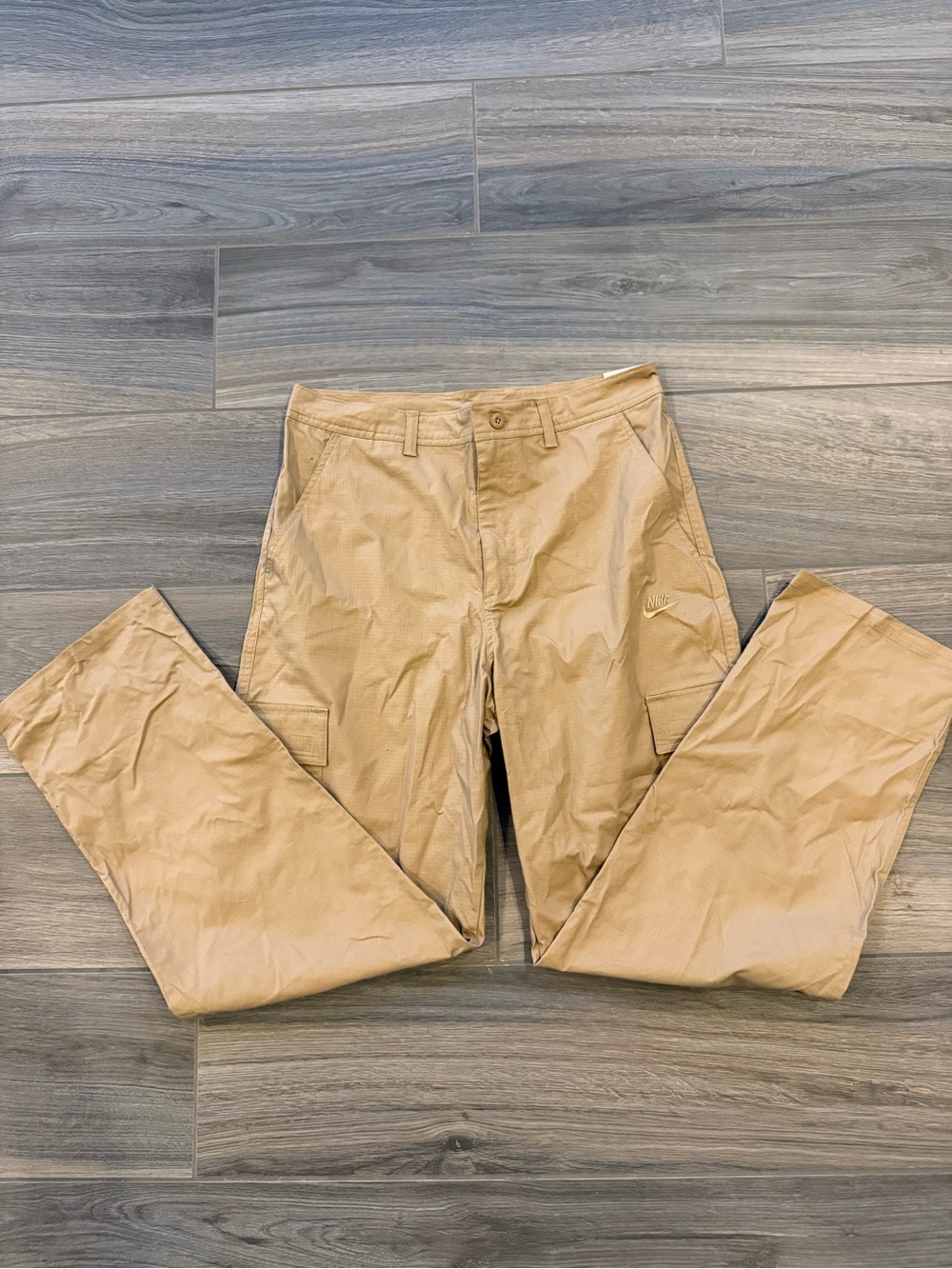 Nike Men's Tan Cargo Pants with Side Pockets